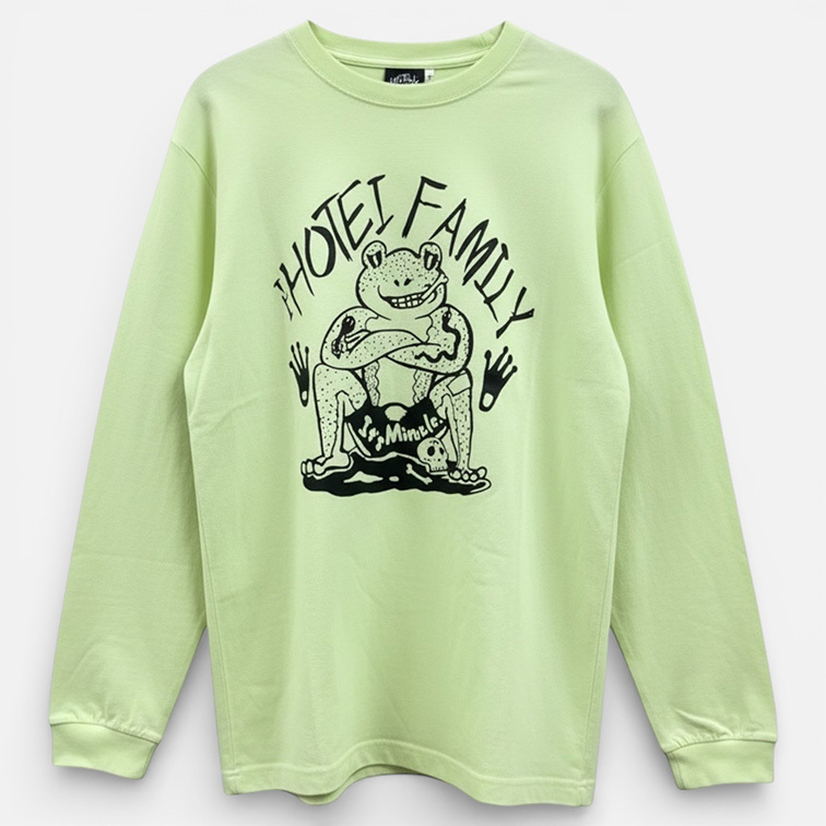 『奇跡かな』ロングスリーブTシャツ　ミルキーライム